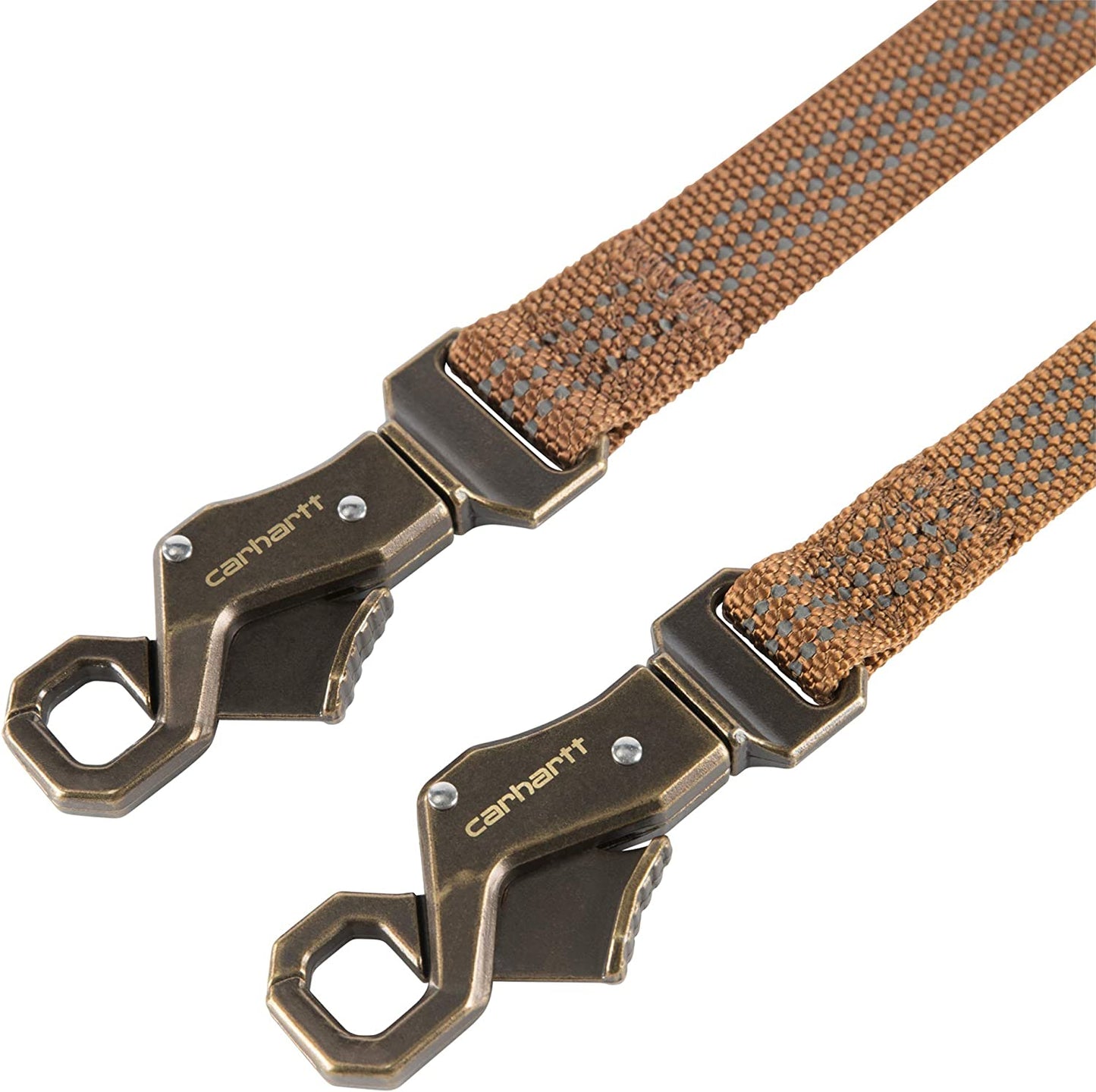 "Stylish and Durable Large Brown Dog Leash with Elegant Brushed Brass Hardware"