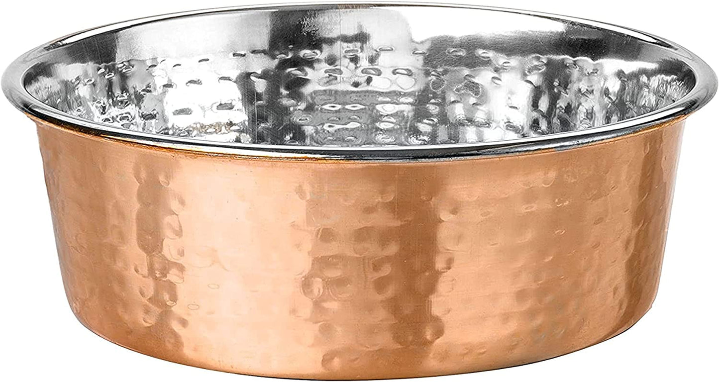 "Exquisite Hammered Copper Bowls - Elegant and Stylish Pet Dishes for Dogs and Cats (Small)"