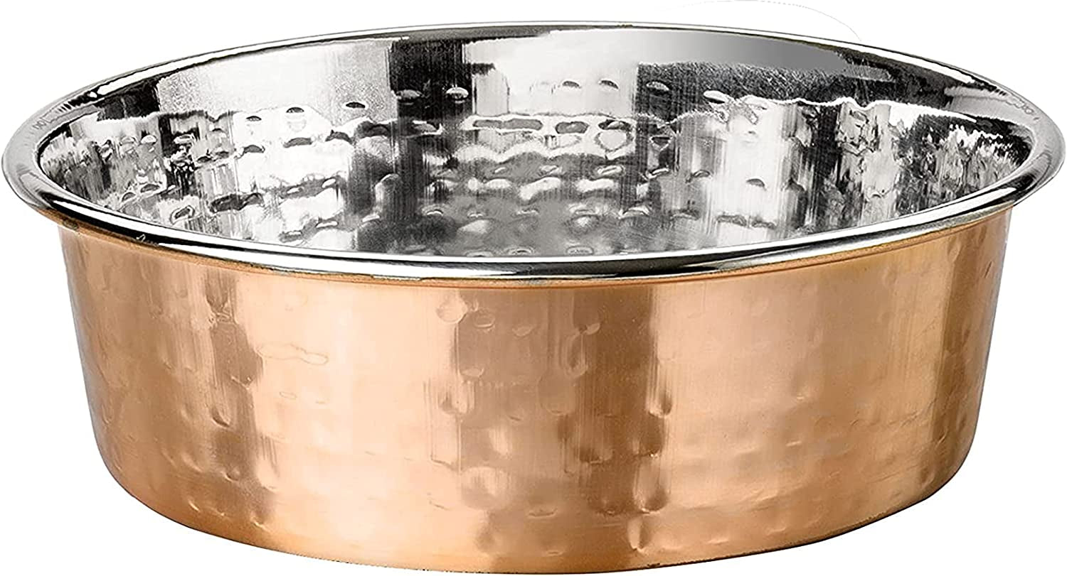 "Exquisite Hammered Copper Bowls - Elegant and Stylish Pet Dishes for Dogs and Cats (Small)"