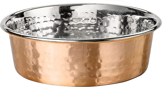 "Exquisite Hammered Copper Bowls - Elegant and Stylish Pet Dishes for Dogs and Cats (Small)"