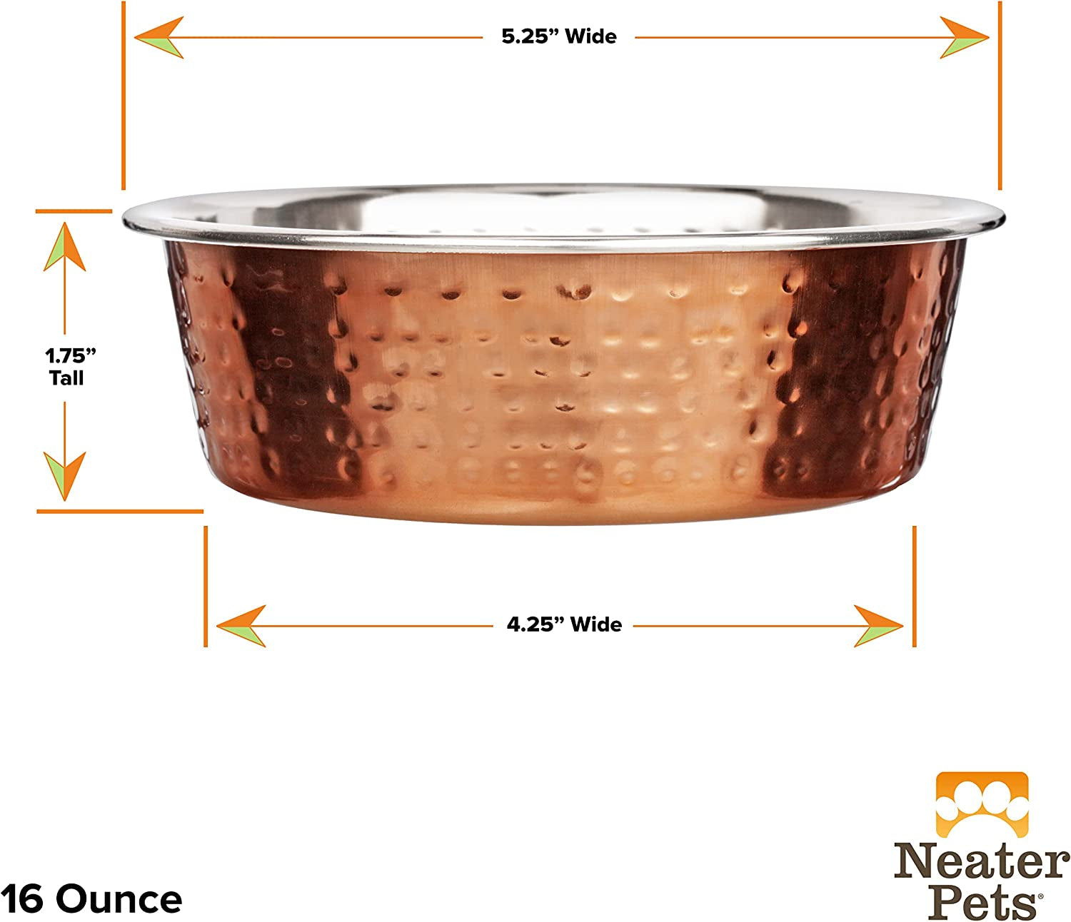 "Exquisite Hammered Copper Bowls - Elegant and Stylish Pet Dishes for Dogs and Cats (Small)"