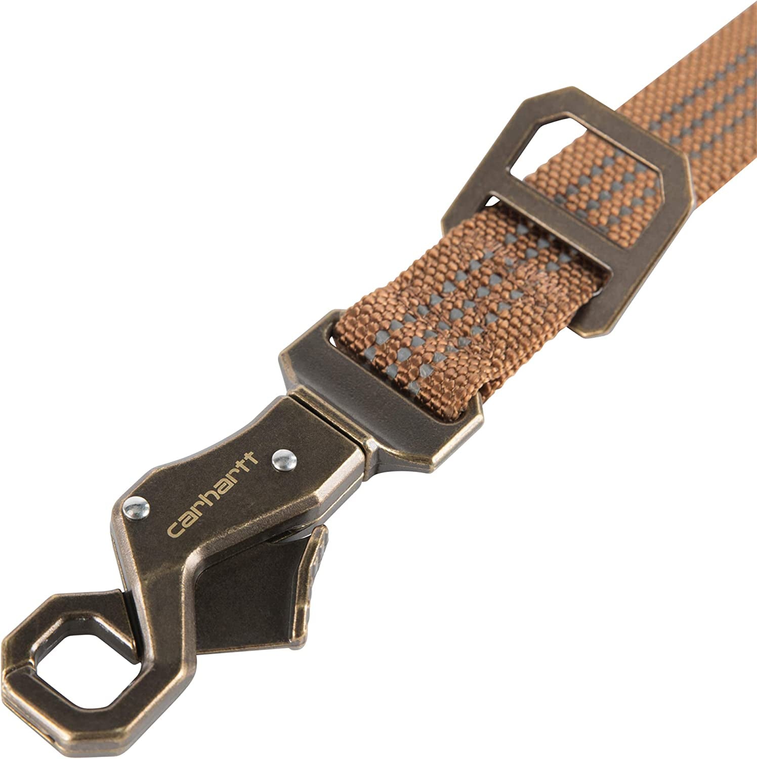 "Stylish and Durable Large Brown Dog Leash with Elegant Brushed Brass Hardware"