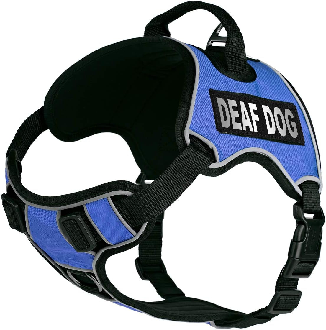 "Ultimate Comfort and Control: Quest No-Pull Dog Harness with Reflective Patches, Quick Release Buckles, and Handle - Perfect for Deaf Dogs! (Teal, 25-31 Inches)"