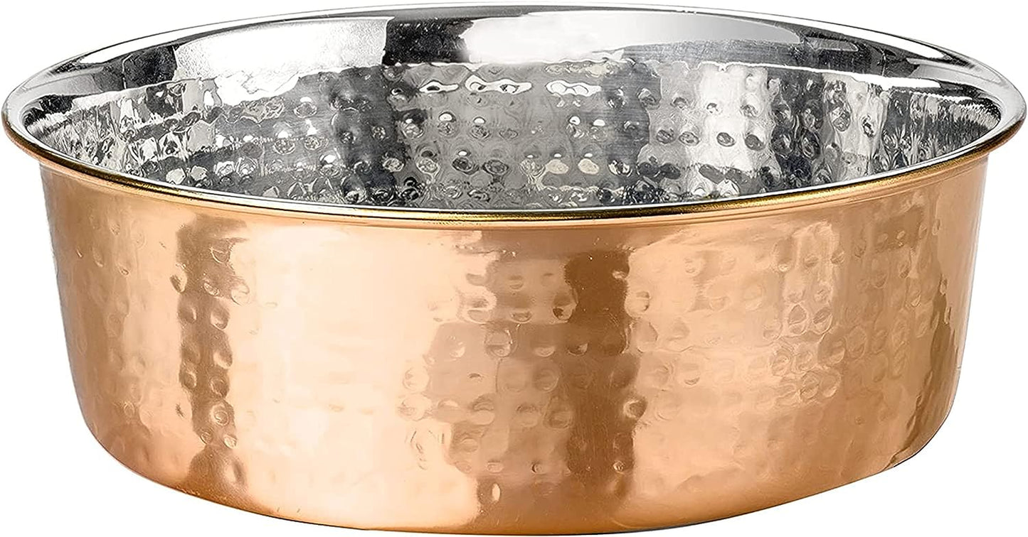 "Exquisite Hammered Copper Bowls - Elegant and Stylish Pet Dishes for Dogs and Cats (Small)"