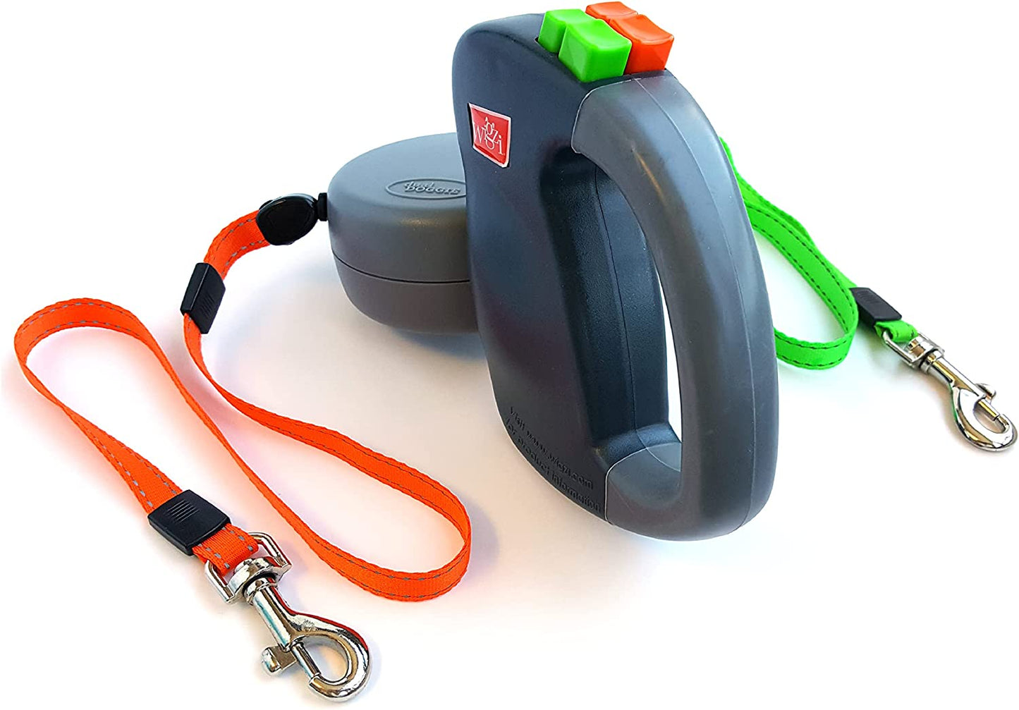 Two Dog Reflective Retractable Pet Leash Reflective Orange And Green Leads Dual Lock Auto Tangle-free