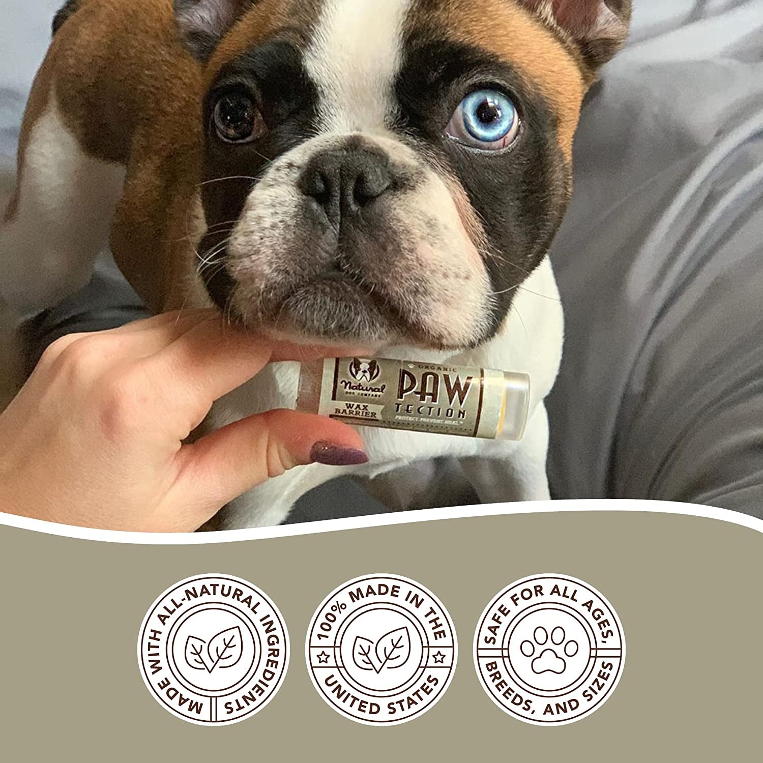 Professional Title: "Organic Paw Balm for Dogs, Enhanced Paw Protection Against Hot Surfaces, Sand, Salt, and Snow, All-Natural Ingredients, Convenient 0.15 Oz Trial Stick"