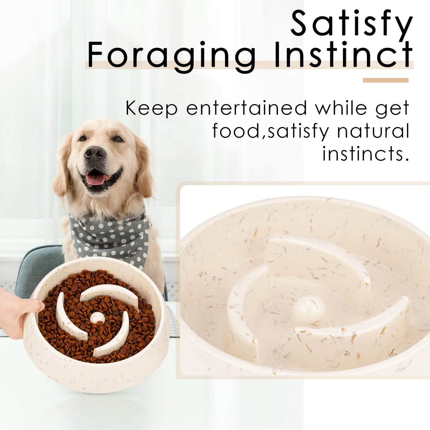 Professional title: "Premium Slow Feeder Bowl for Dogs and Cats - Promotes Healthy Eating Habits, Ideal for Dry, Wet, or Raw Food, Non-Slip Design, Suitable for Small, Medium, and Large Pets"