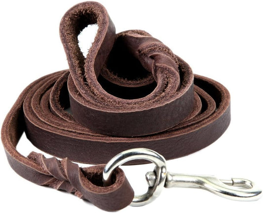 "Stylish and Durable Genuine Leather Braided Dog Leash - Perfect for Training and Walking Large and Medium Dogs - Available in Multiple Lengths and Colors"