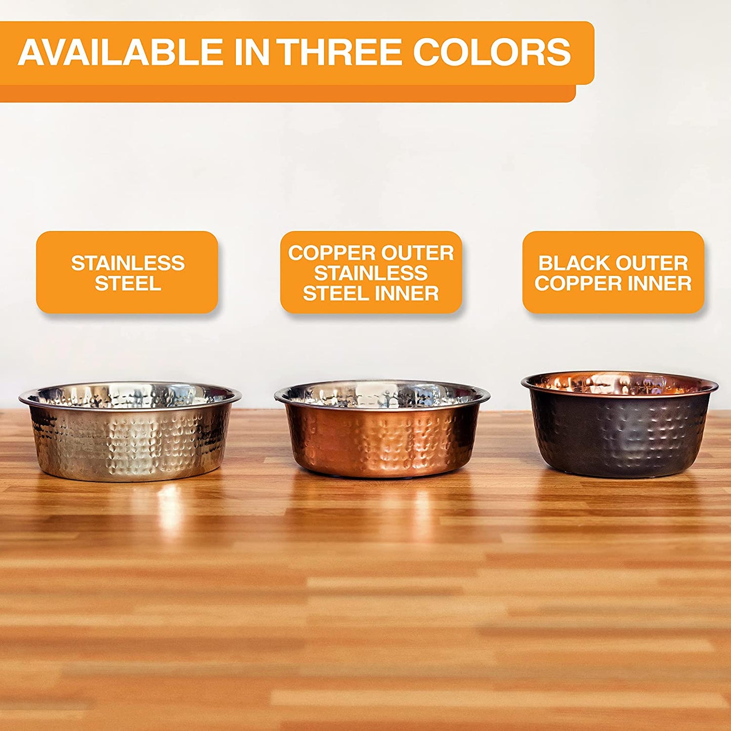 "Exquisite Hammered Copper Bowls - Elegant and Stylish Pet Dishes for Dogs and Cats (Small)"