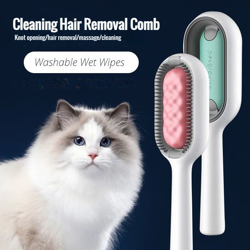 Professional Title: "Dual-Sided Pet Grooming Brush with Wipes - Effective Hair Removal for Cats and Dogs - Essential Accessories for Pet Care"