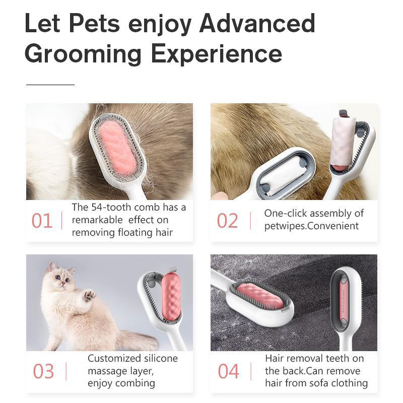 Professional Title: "Dual-Sided Pet Grooming Brush with Wipes - Effective Hair Removal for Cats and Dogs - Essential Accessories for Pet Care"