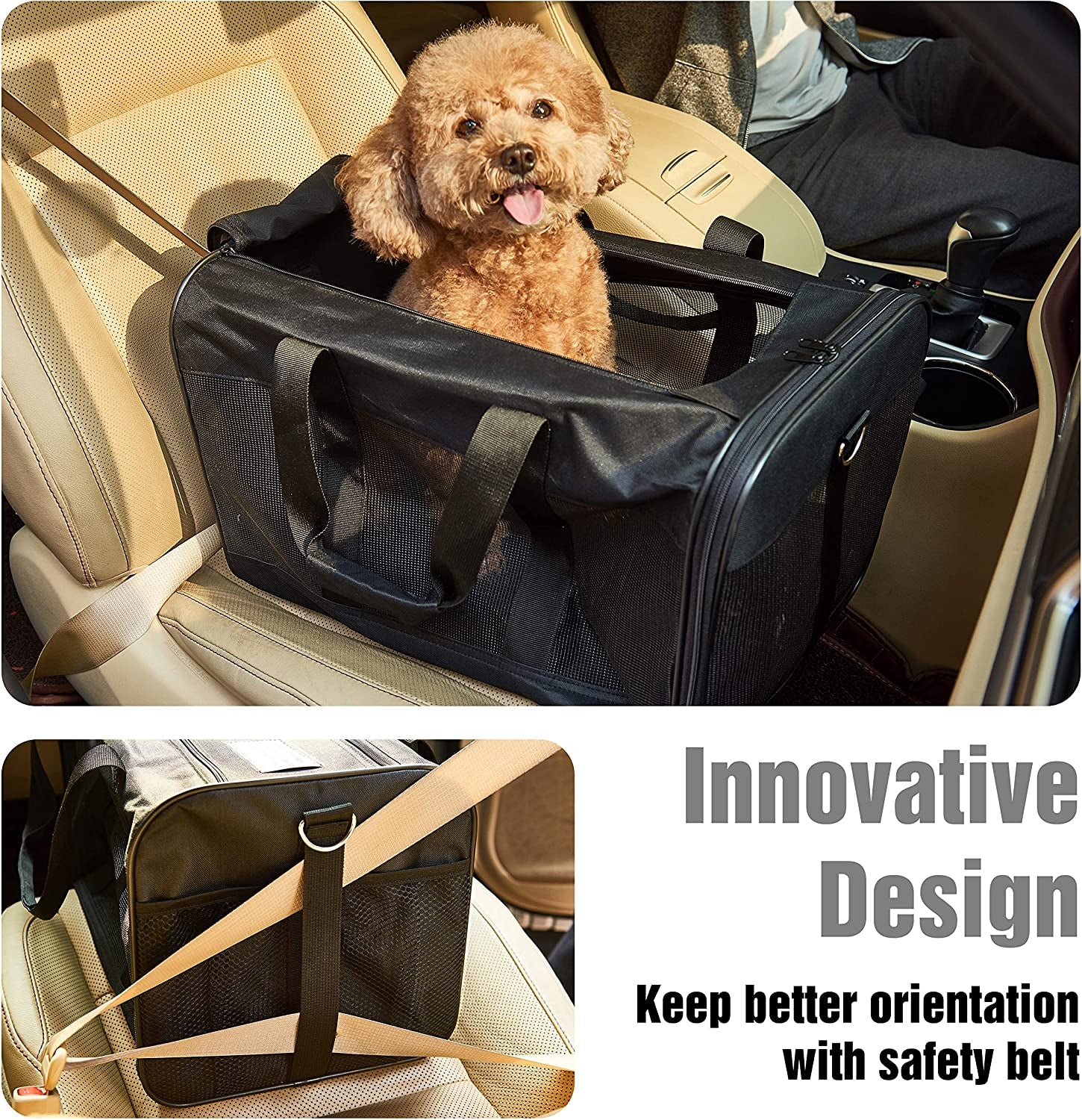 "Travel in Style and Comfort with the Scratchme Pet Travel Carrier - Perfect for Cats, Small Dogs, Kittens, and Puppies - Airline Approved and Collapsible!"