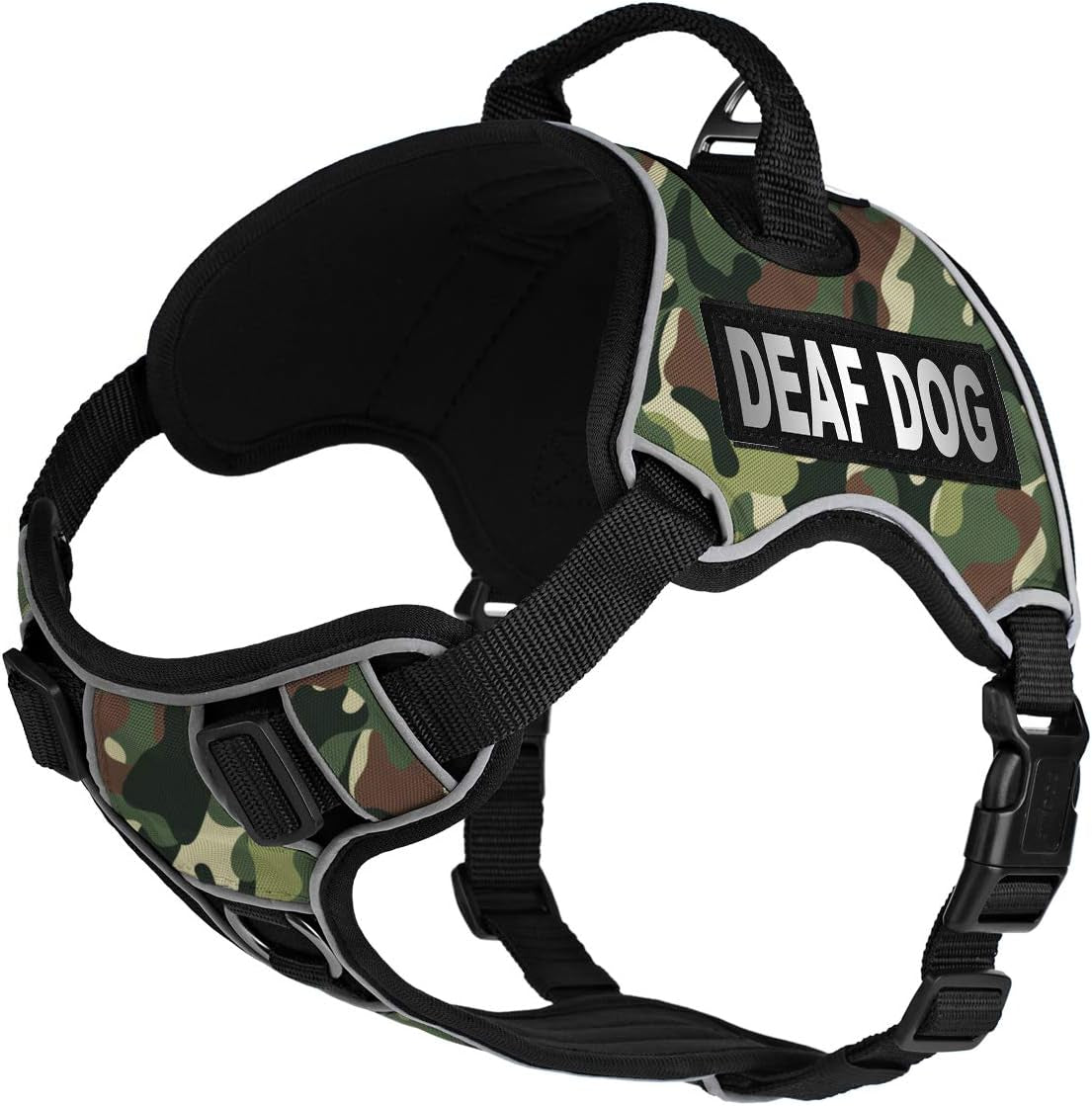 "Ultimate Comfort and Control: Quest No-Pull Dog Harness with Reflective Patches, Quick Release Buckles, and Handle - Perfect for Deaf Dogs! (Teal, 25-31 Inches)"