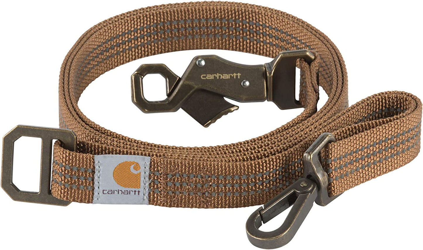 "Stylish and Durable Large Brown Dog Leash with Elegant Brushed Brass Hardware"