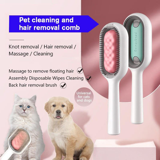 Professional Title: "Dual-Sided Pet Grooming Brush with Wipes - Effective Hair Removal for Cats and Dogs - Essential Accessories for Pet Care"