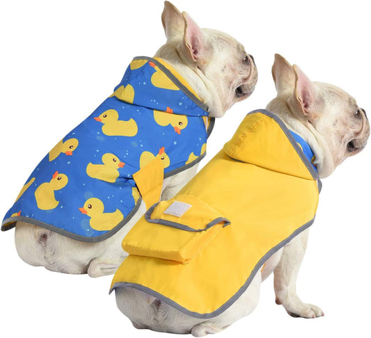 Dog Raincoat for Small Medium Dogs Reversible