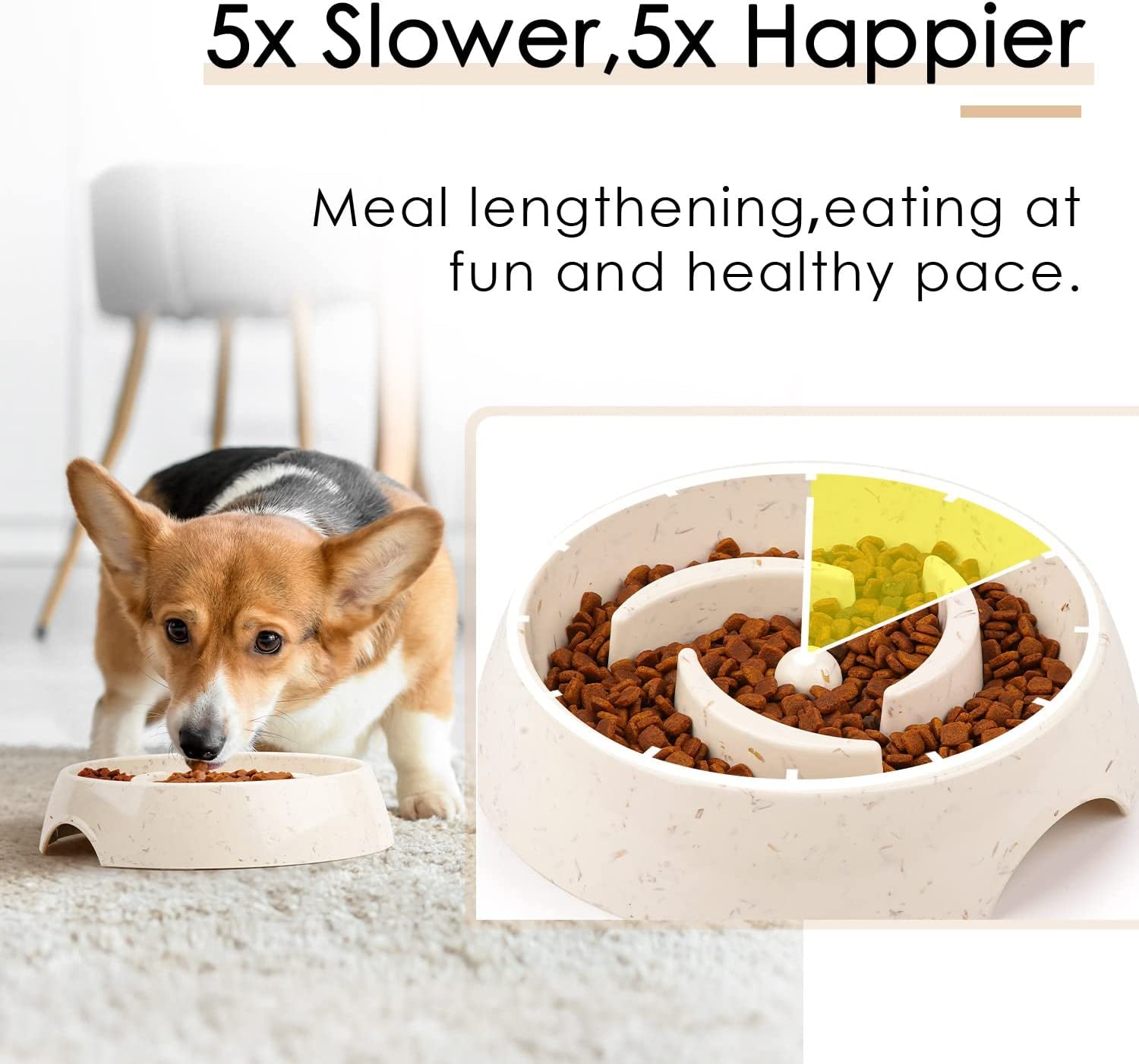 Professional title: "Premium Slow Feeder Bowl for Dogs and Cats - Promotes Healthy Eating Habits, Ideal for Dry, Wet, or Raw Food, Non-Slip Design, Suitable for Small, Medium, and Large Pets"