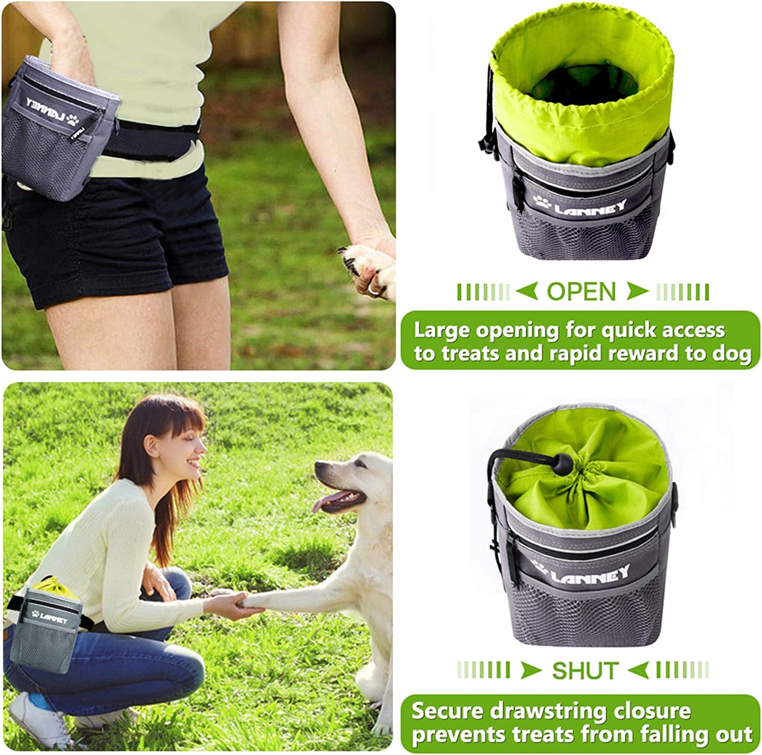 Dog Treat Pouch Treat Bag with Adjustable Belt & Poop Bag Dispenser