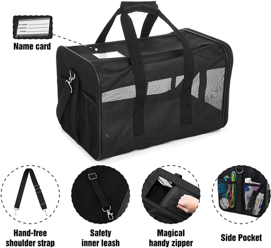 "Travel in Style and Comfort with the Scratchme Pet Travel Carrier - Perfect for Cats, Small Dogs, Kittens, and Puppies - Airline Approved and Collapsible!"